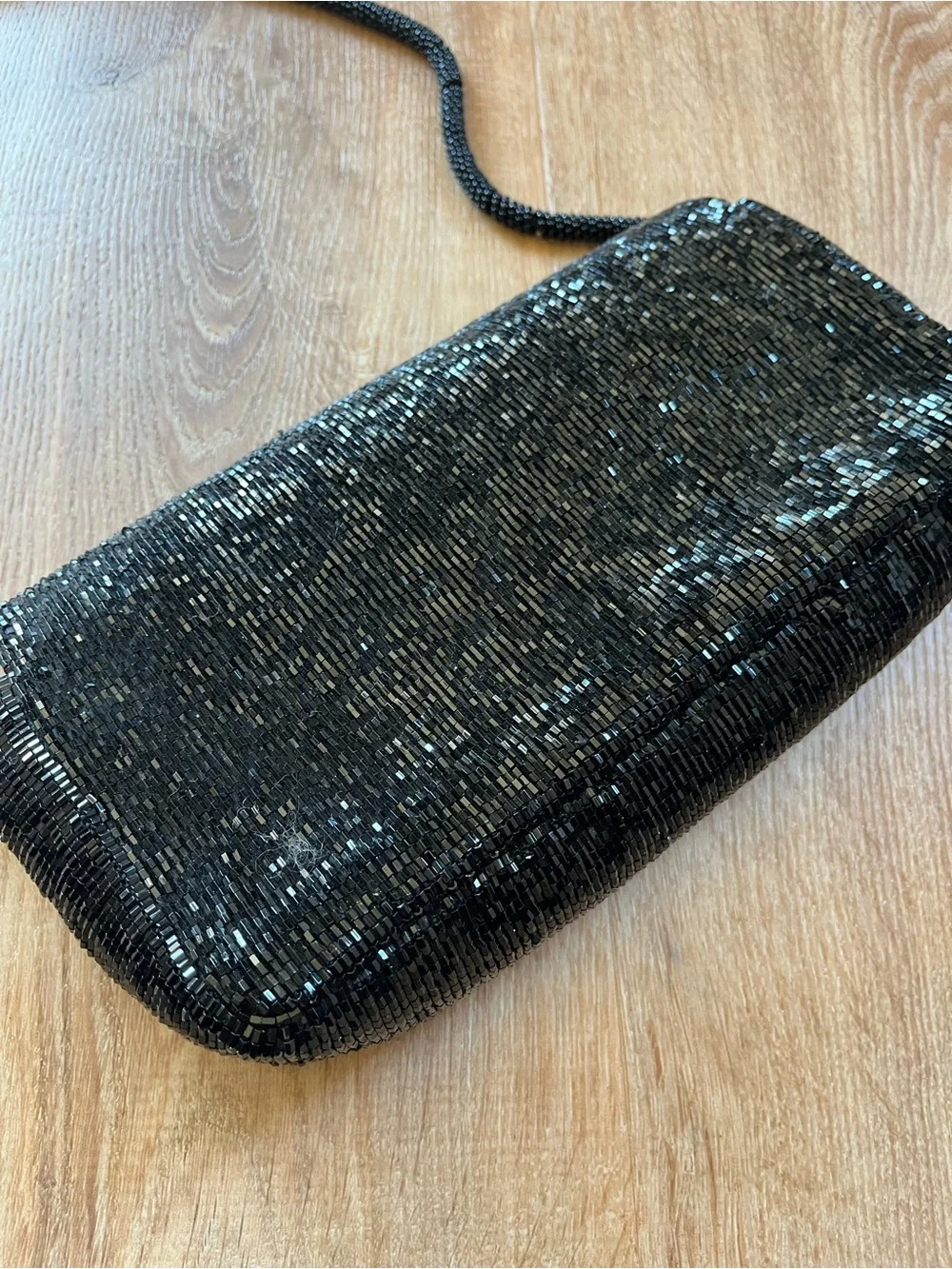 Black Beaded Evening Shoulder Bag